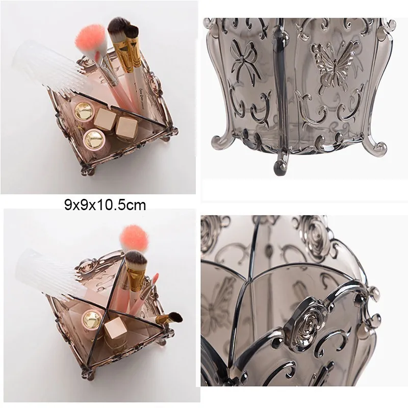 صندوق تخزين مستحضرات التجميل الرجعية الإبداعية فرشاة ماكياج سطح المكتب العناية بالبشرة منظم الحطام اليومي صندوق تخزين منضدة الزينة البلاستيكية