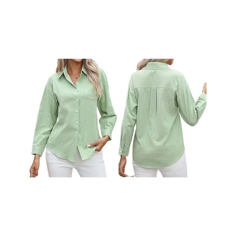 

ABRT-рубашки на пуговицах для женщин, хлопковые классические рубашки, блузка с воротником и длинными рукавами, без морщин, топы