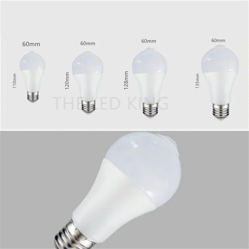 LED 모션 센서 램프, E27 범용 안전 야간 조명, 에너지 절약 LED 전구, PIR 장식 앰플, 12W, 15W, 18W, 20W, AC 110V, 220V