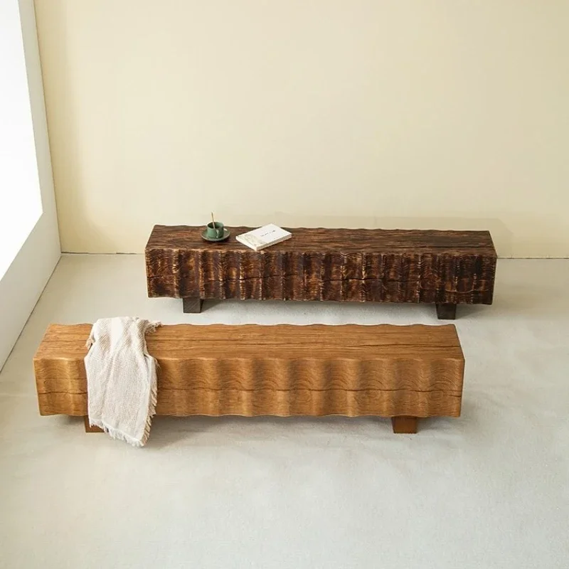 Wind retro bench shoe changing bench, solid wood TV cabinet B & B hotel log bench