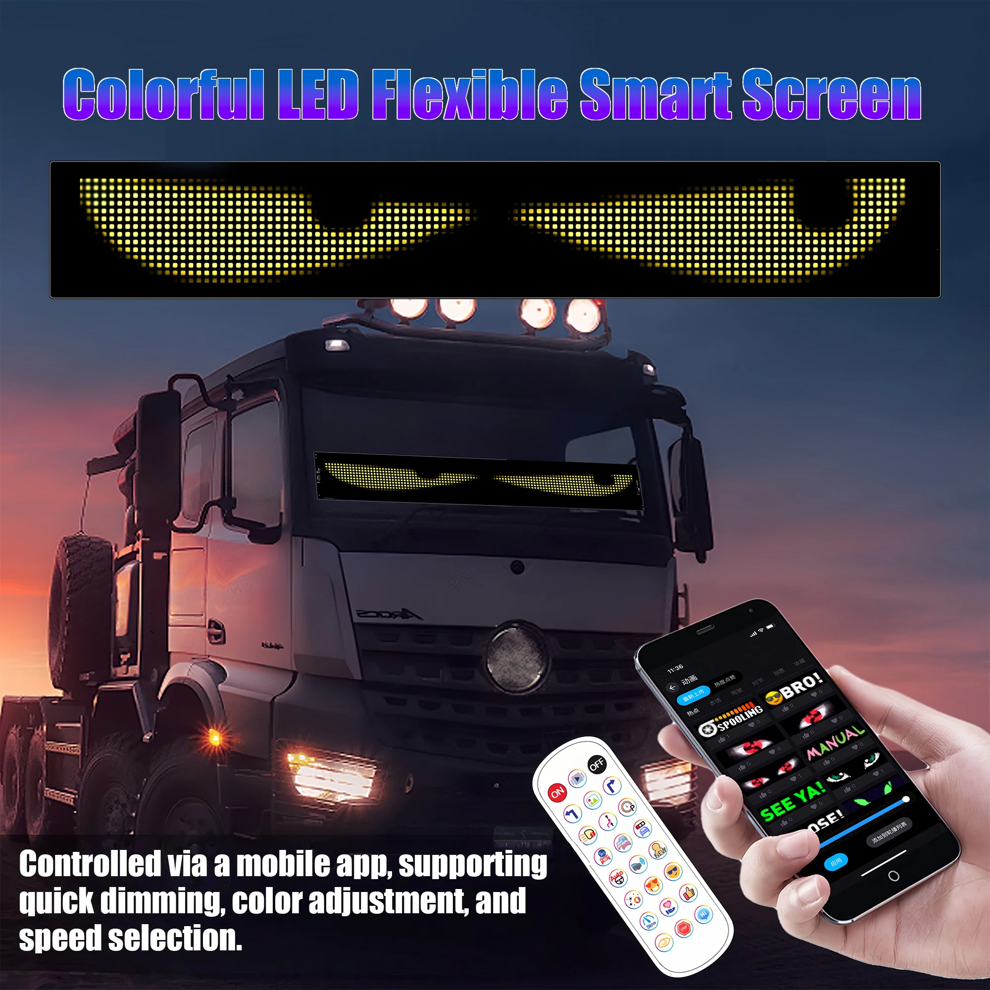LED AD Truck Car Display Pixel Devil Eye Panel AI communication Sign Board Ultra thin Soft Flexible Advertising Light Car
