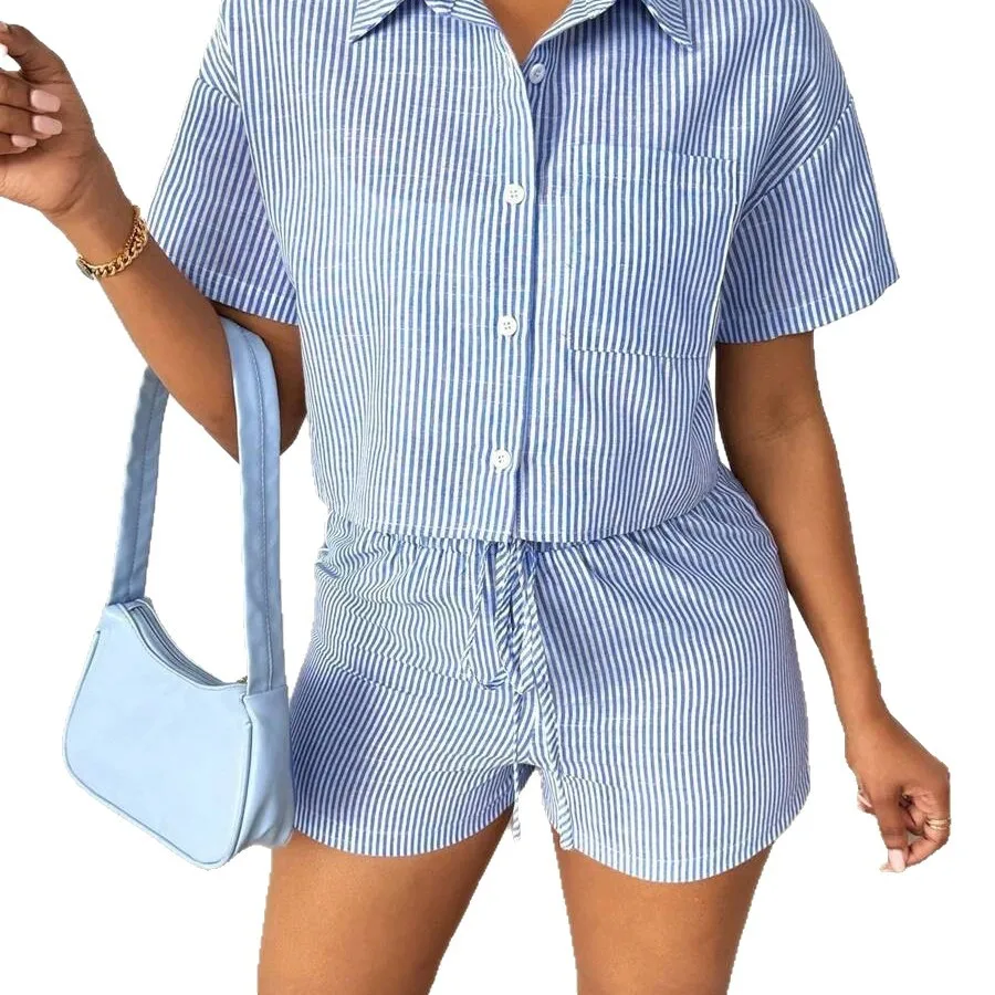 مخطط Playsuits النساء حللا السراويل قطعة واحدة رفض طوق وزرة سراويل قصيرة السروال القصير Y2k عالية الخصر بذلة 2025