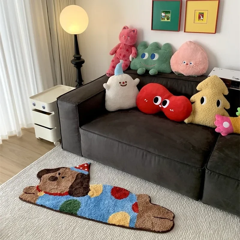 Cartoon Alien Animal Plush Carpet Dirty-resistant Easy-care Non-slip Bedroom Bedside Rugs Living Room Sofa Feet Cushion