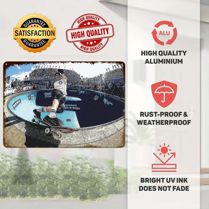 Tony Hawk Metal Poster Customized Wall Art Retro Vintage Metal Signs for Man Cave Interior Decoration Living Room Accessories view 2