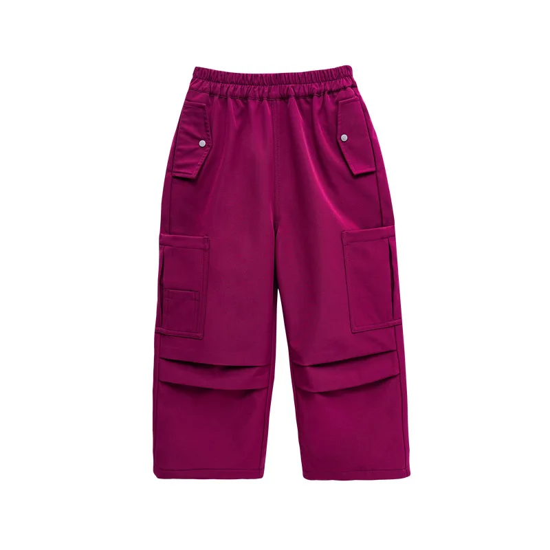 Girls' Fleece Work Pants Autumn/winter 2024 New Thick Warm Casual Versatile Wide Leg Pants