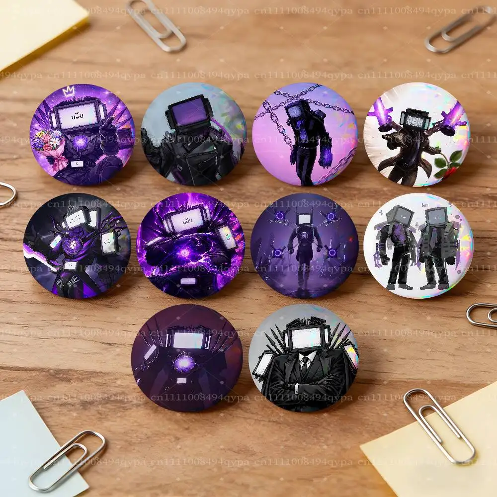 S-Skibidi Toilet TV Man Button Pin Badges Decoration Gifts Merch Party Supplies Button for Accessories Art DIY Crafts Decor