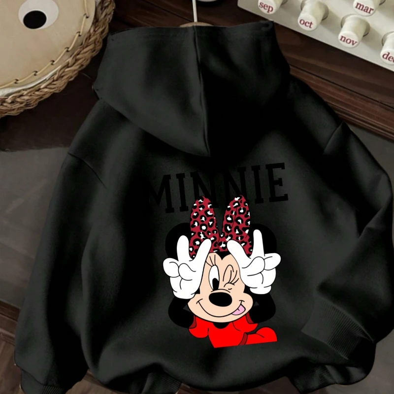 هودي ميني ماوس بتصميم فيونكة حمراء وأذن مميزة، بلوفر ناعم لجميع المواسم، عصري وقابل للغسل في الغسالة #1