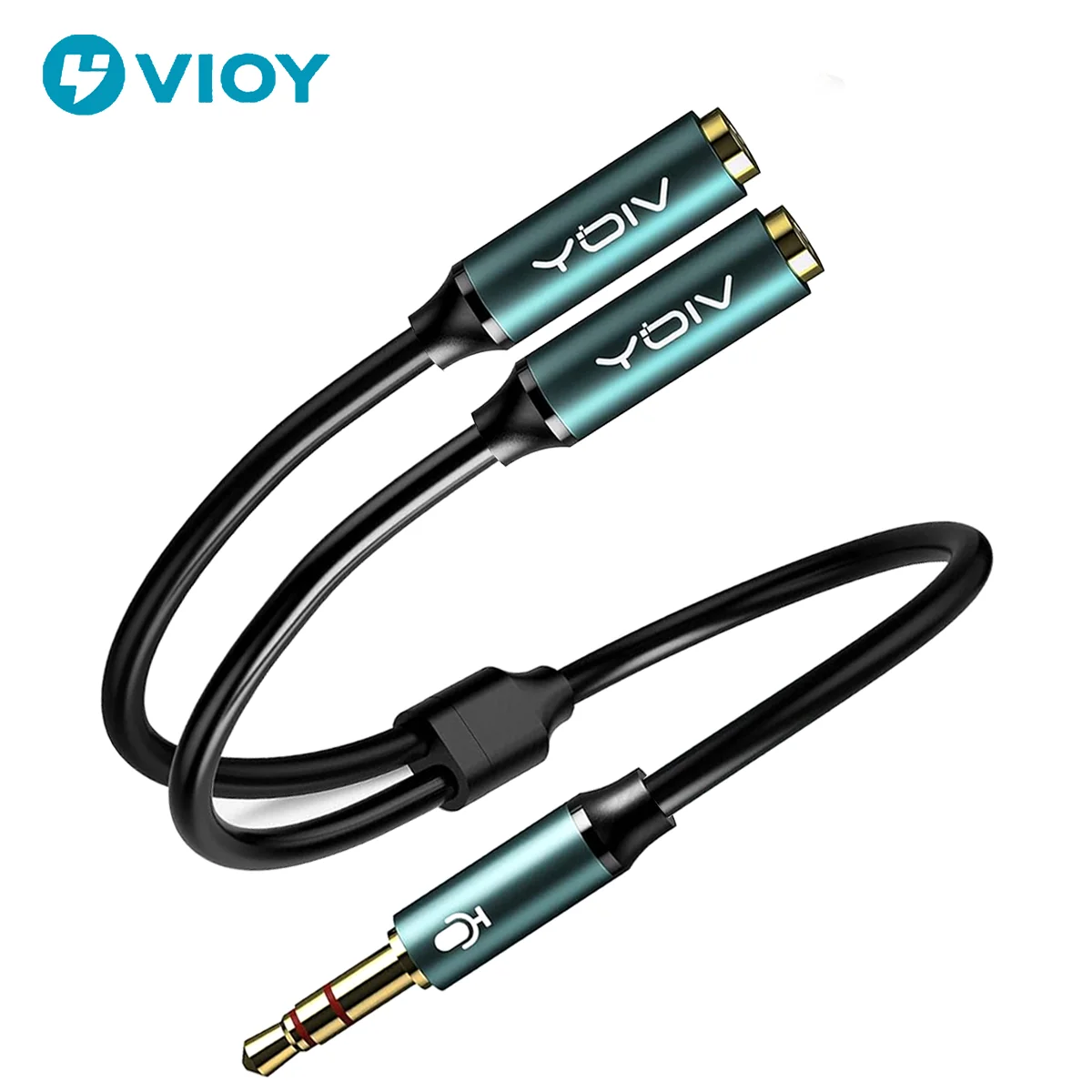 Mic Headphone Splitter 3.5mm Audio Headset Y Splitter Cable TRRS Male To Dual Female Separate Jack for Laptops Tablet Smartphone