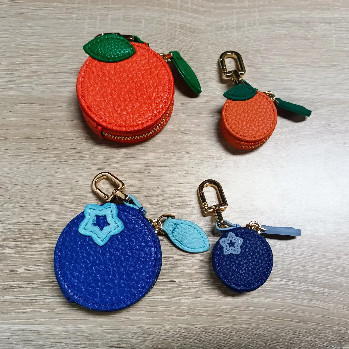 Série de frutas saco de moedas mini pequeno roxo zíper keycain saco charme design luxo walle morango saco acessórios