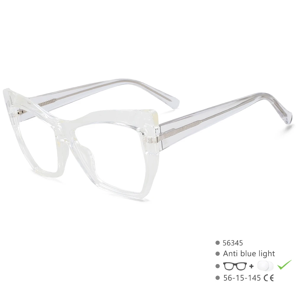 Neue Blaulichtfilter-Computerbrille für Damen, Brillengestell für Sehstärke, Katzenaugen-Design, Anti-Ermüdungs-Brille 56345