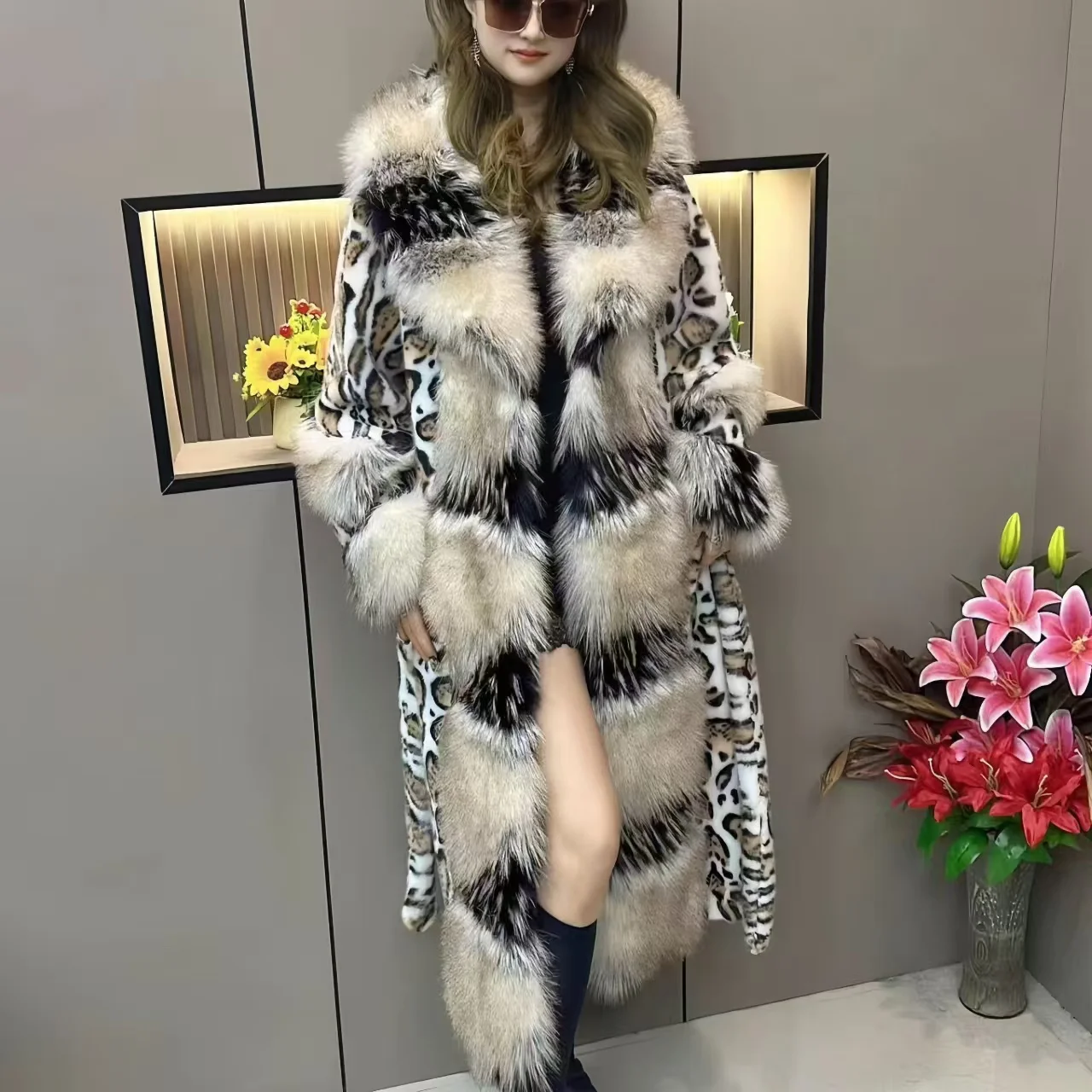 Faux Fur Coat for Women,England Style Jacket,Turn-bown Collar,Thick Warm Female Clothes,High Quality,Autumn and Winter,2024