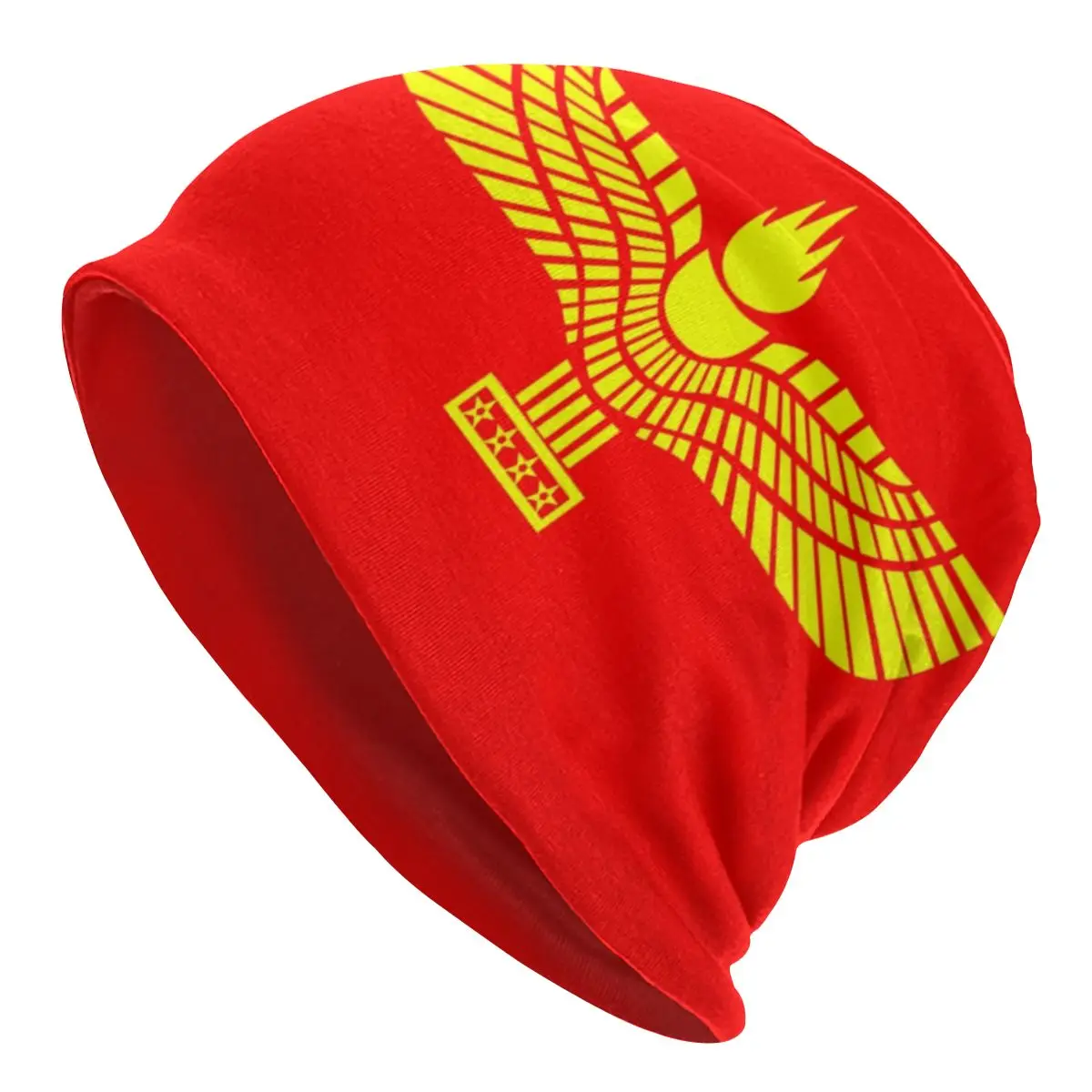 

Aramean Suryoyo Logo Beanie Bonnet Knitted Hats Men Women Cool Unisex Syriac Assyria Flag Winter Warm Skullies Beanies Cap