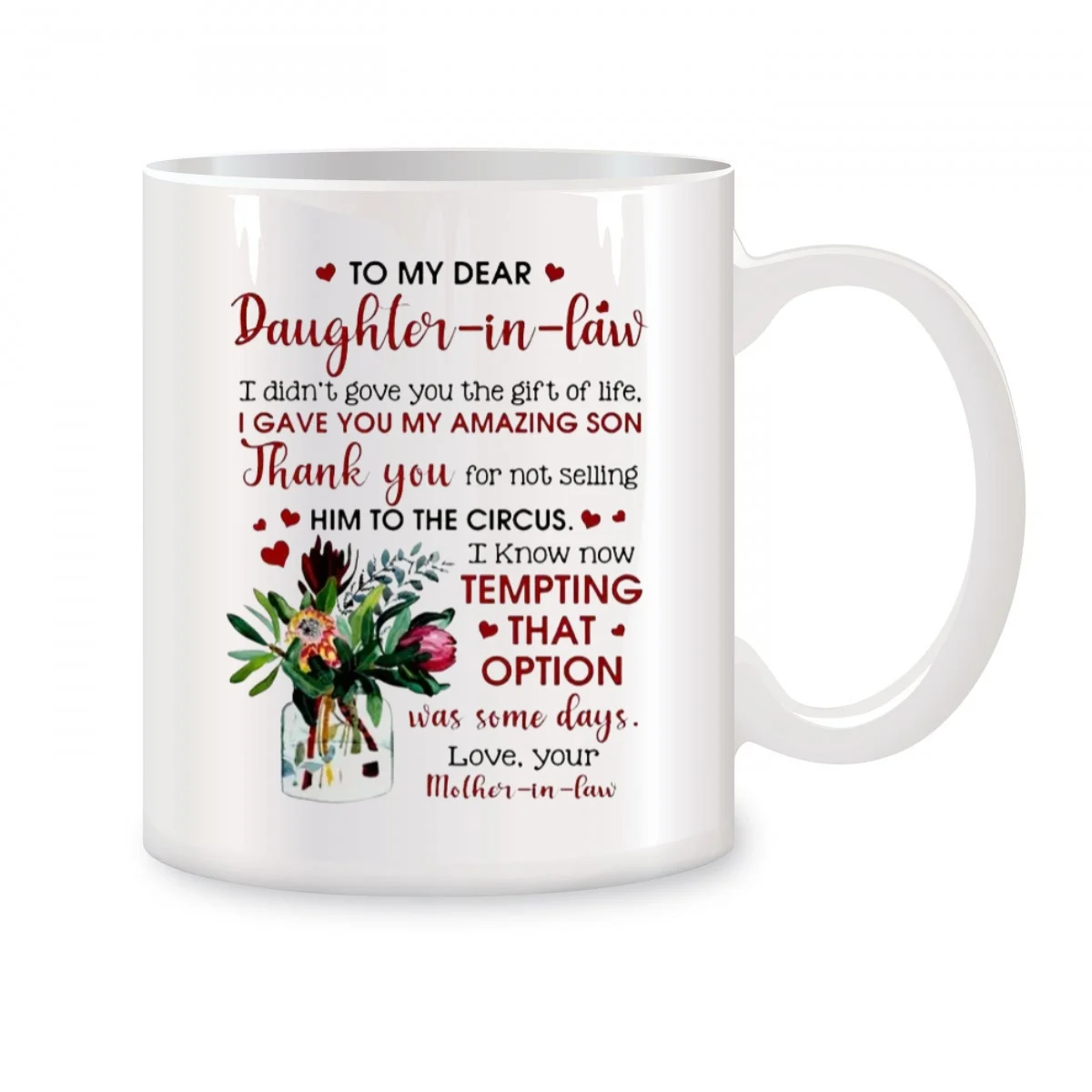 

To My Dear Daughter-In-Law From Mother-In-Law Mugs For Birthday Gifts Novelty Coffee Ceramic Tea Cups White 11 oz