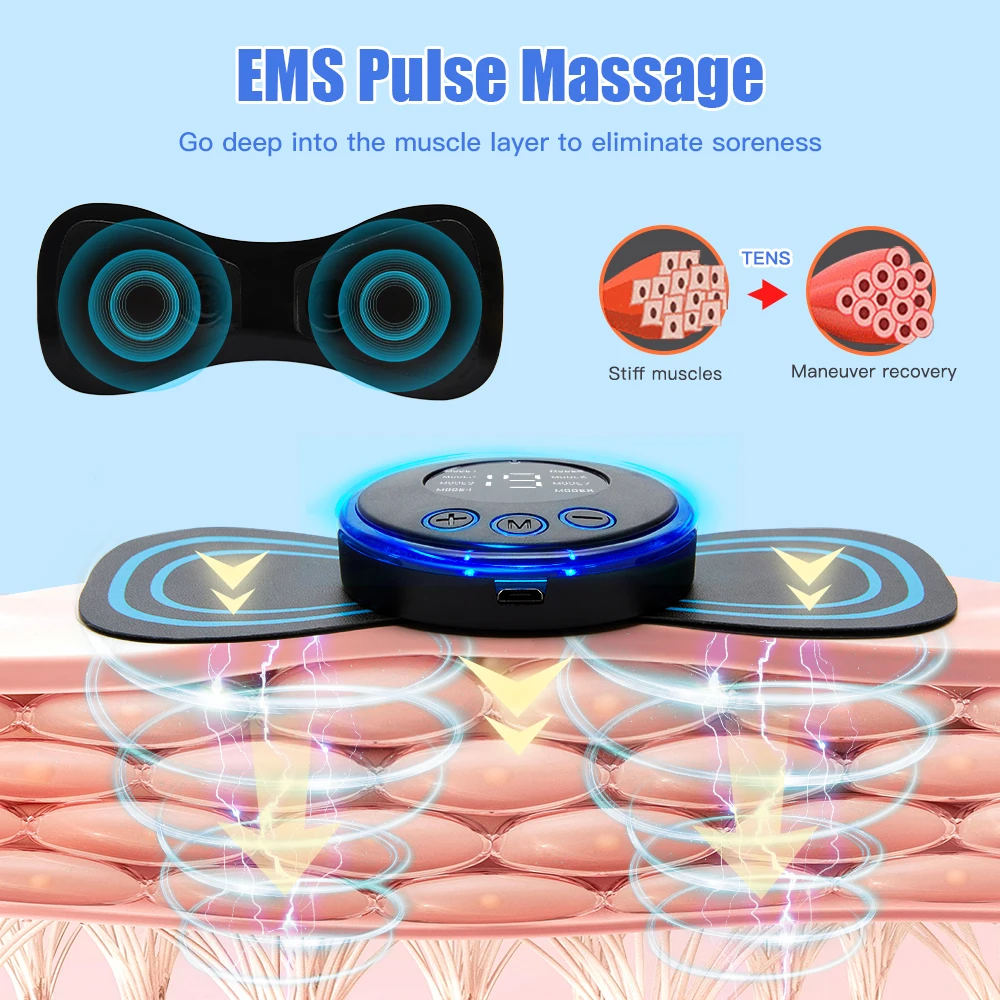 Neck Massager 8 Mode LCD Display Cervical Massage Patch Pulse Muscle Stimulator Portable Portable Electric Pulse Relief Pain