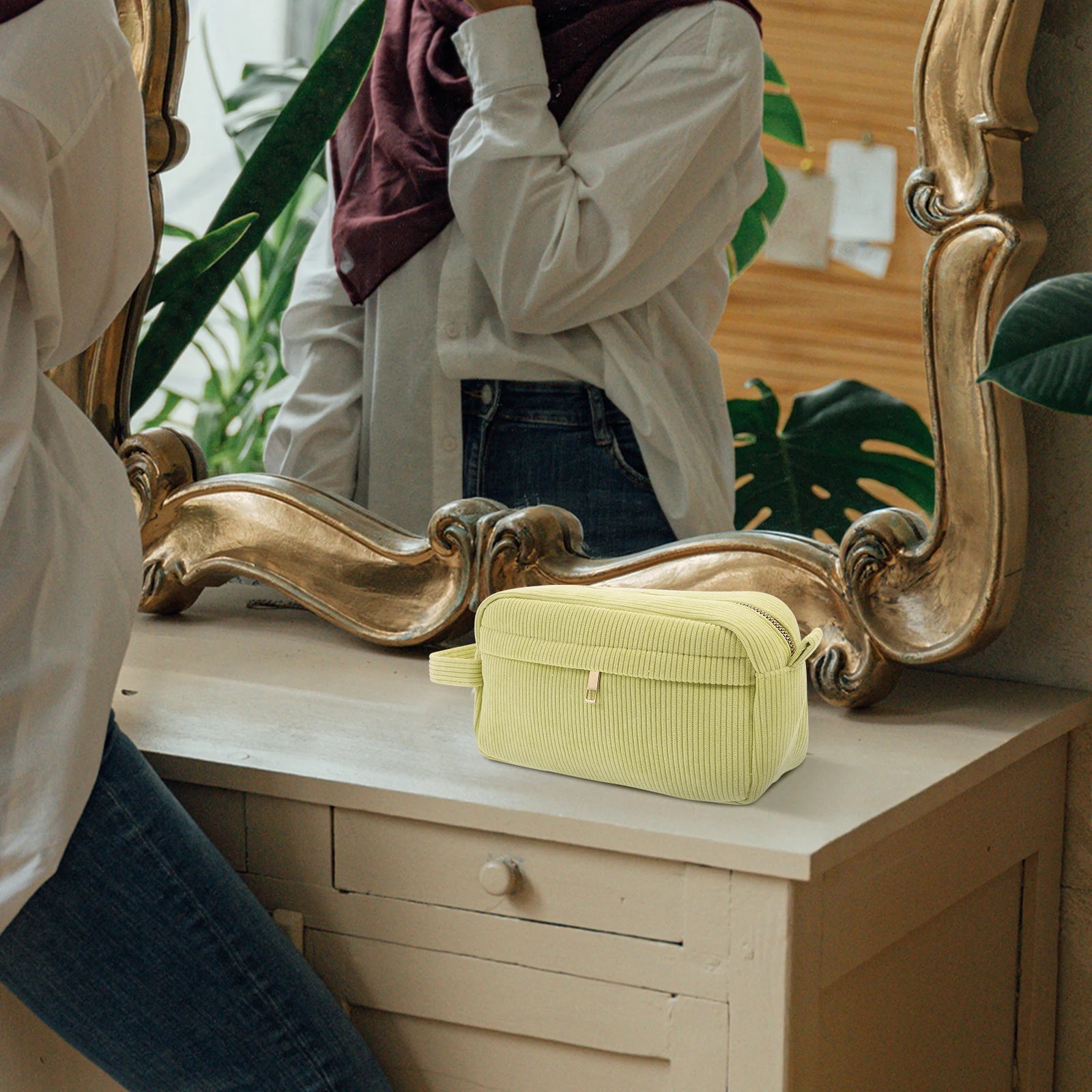 

Corduroy Makeup Green Travel Toiletry Bags For Traveling Toiletry Bag Women Cosmetics Organizer Pouch Handbag Zipper Storage