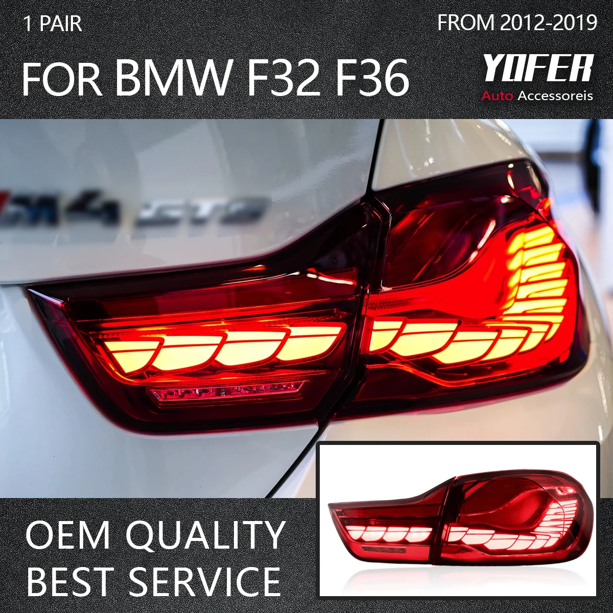 

YOFER Car Lights For BMW 4 Series F32 Taillights F36 LED Tail Lamp 2013-2019 DRL Dynamic Sequential Turn Signal Car Accessories