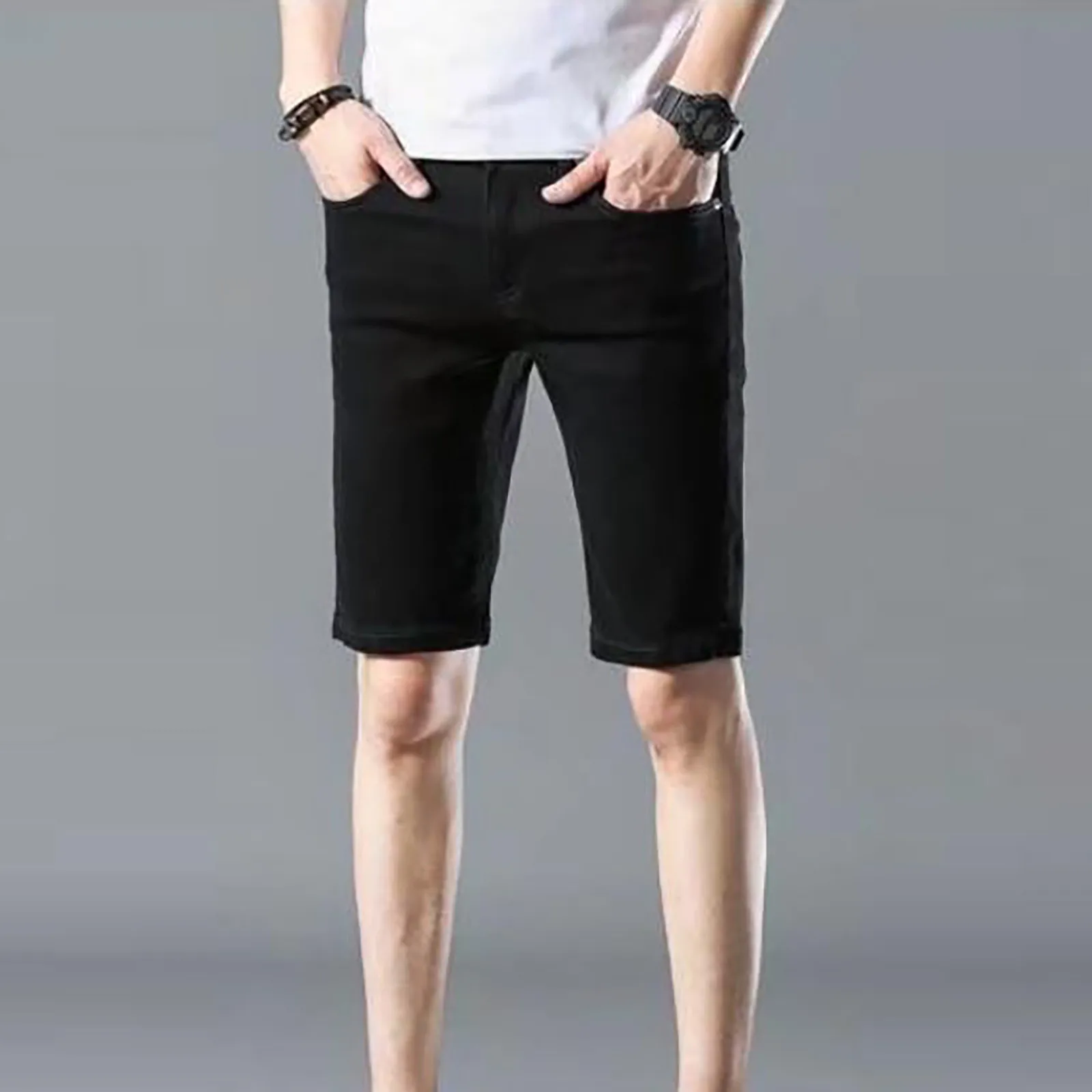 Outdoor Cargo Pants Sickies Work Pants 10 Star Summer Solid Color Denim Shorts Korean Version Of The Trend Men's Medium Pants