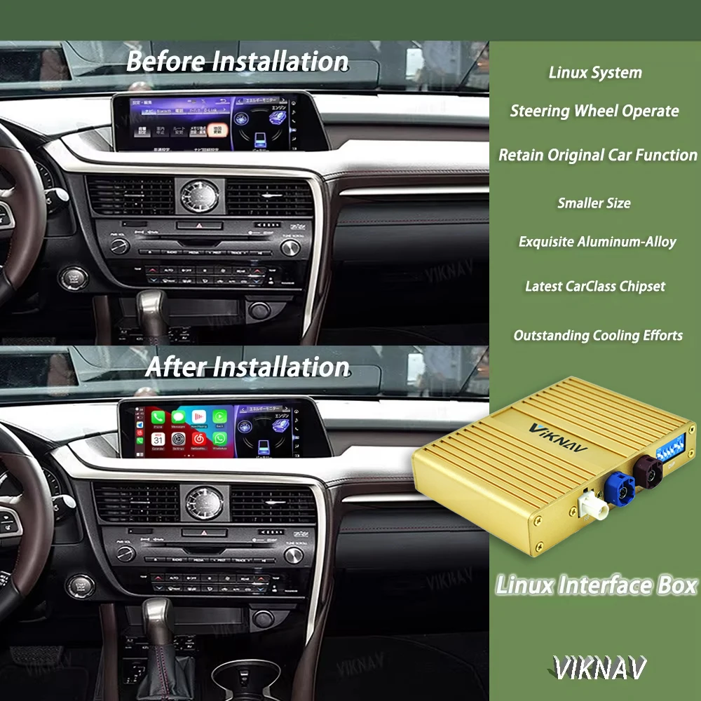 VIKNAV Linux Decoder Box For 12.3 Inch Lexus RX 2016 2017 2018 2019 Navigation Linux Interface Multimedia Player