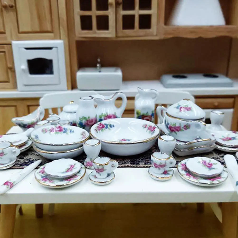 1 12 Mini Ceramic Tableware Creative Volume Mini House Kitchen Accessories Scene Arrangement Miniature Crafts Miniature Kitchen