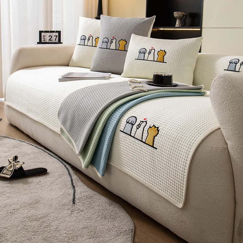 Ice Silk Sofa Cover Summer Cool Feeling Universal Sofa Slipcovers for Living Room Non-slip Couch Protector Towel Home Decor