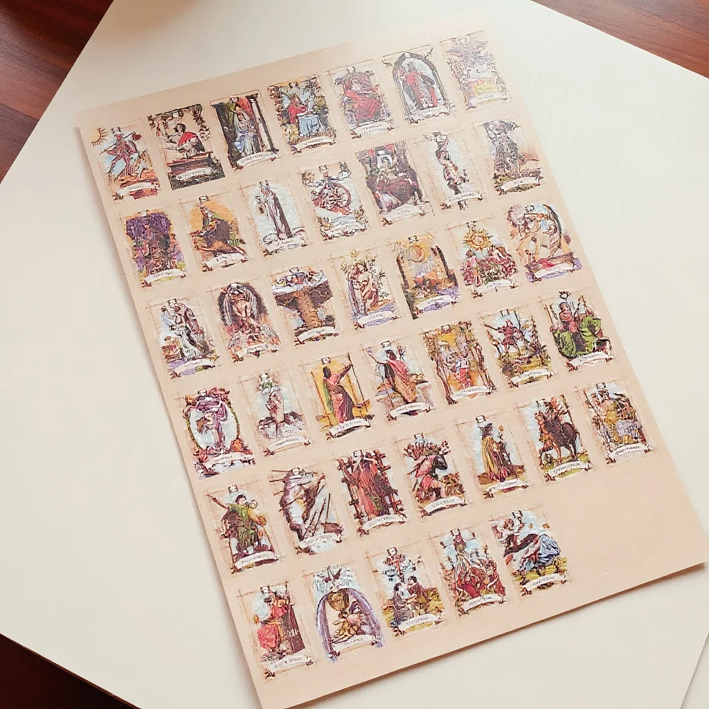 ملصقات التارو ذات الطراز القديم 78 قطعة في ورقتين مقاس A4، كل شارات لاصقة من الفينيل مقاس 4 × 6 سم لأجهزة الكمبيوتر المحمولة والمجلات والسحرية #1