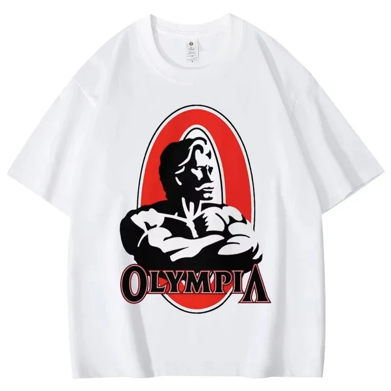 Limited Edition Olympia Vintage Gym Fitness T-Shirt Short Sleeve Casual Loose Cotton Top Unisex Summer Fashion Clothi