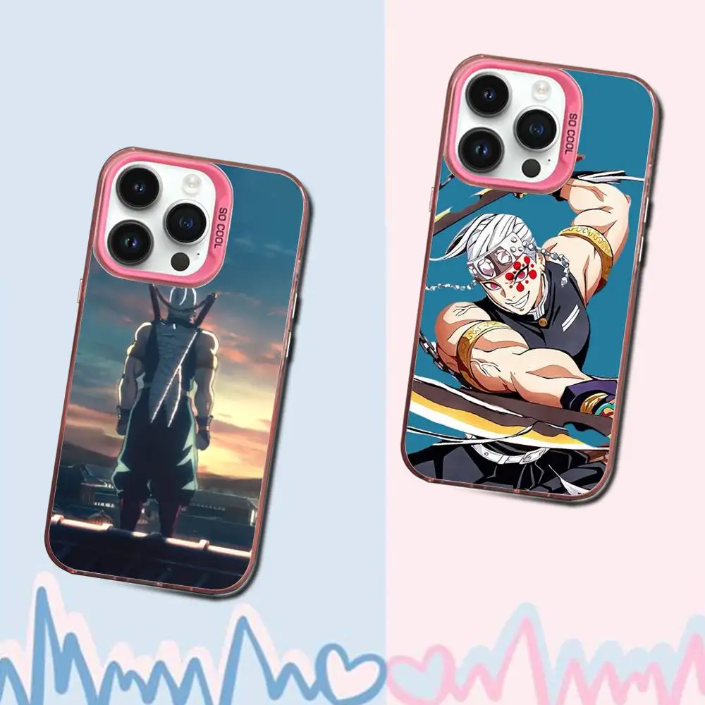 

Anime Tengen Uzui Phone Case For iPhone 16,15,14,13,12,11,Mini,Pro,SE,MAX Pink Matte Silicone Cover