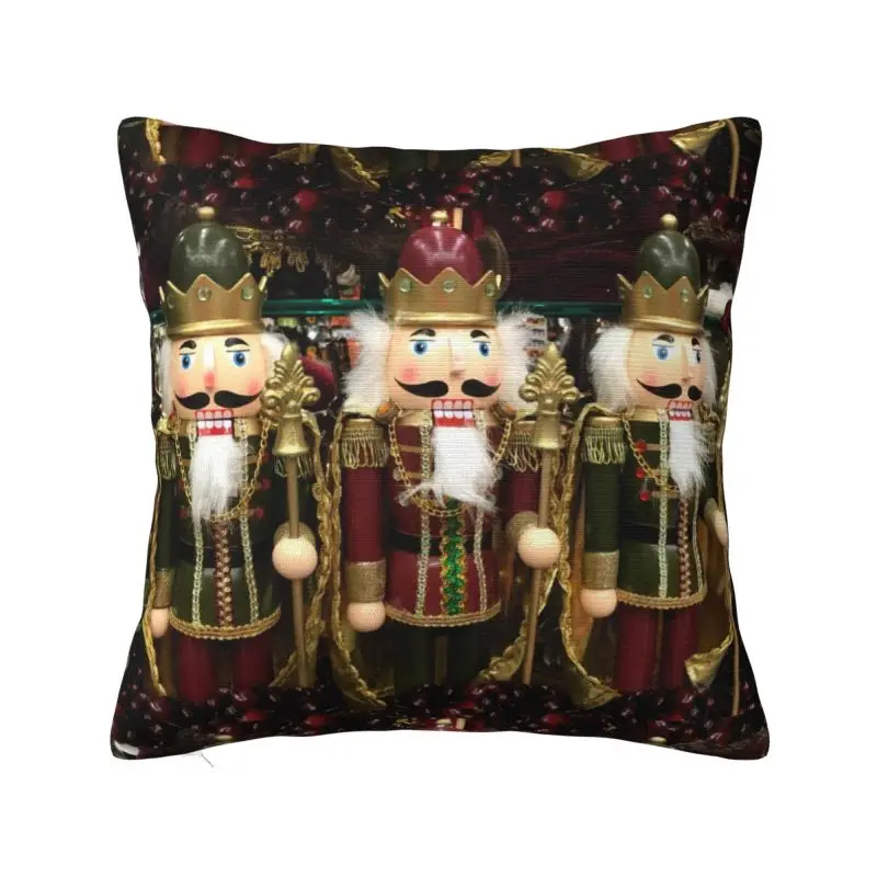 Custom Luxury Christmas Nutcracker Trio Sofa Cushion Cover Velvet Nutcrackers Cartoon Toy Soldier Throw Pillow Case