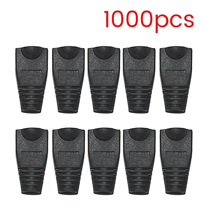 1000 PCS RJ45 Connector Plug Protective Sleeve Cover Cap for CAT5E/6 Cable USB Connectors Laptop Pc Case Black