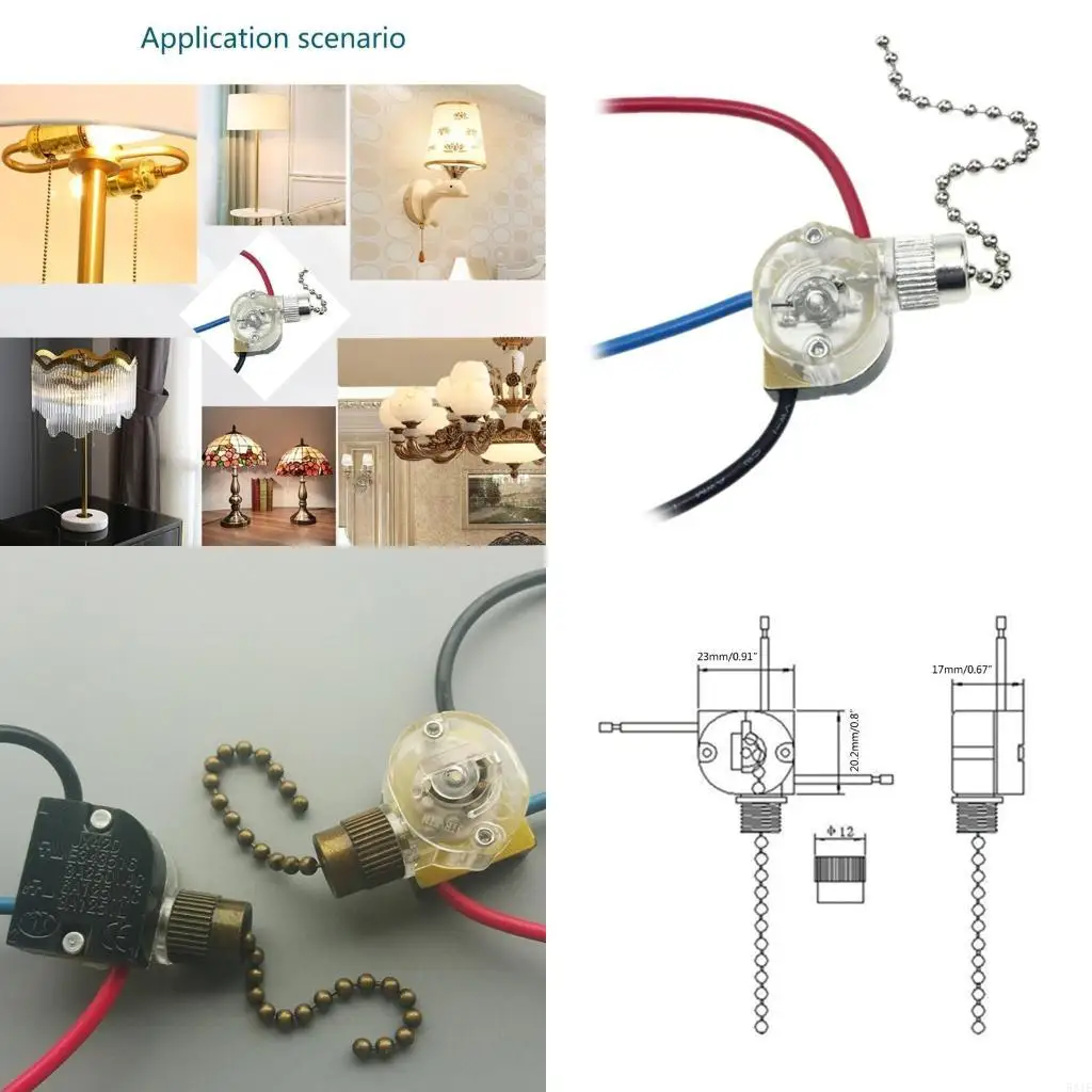 

581E Ceiling Fan Switchs 3 Wires Pull Chain Switchs Fan Light Switchs Replacement