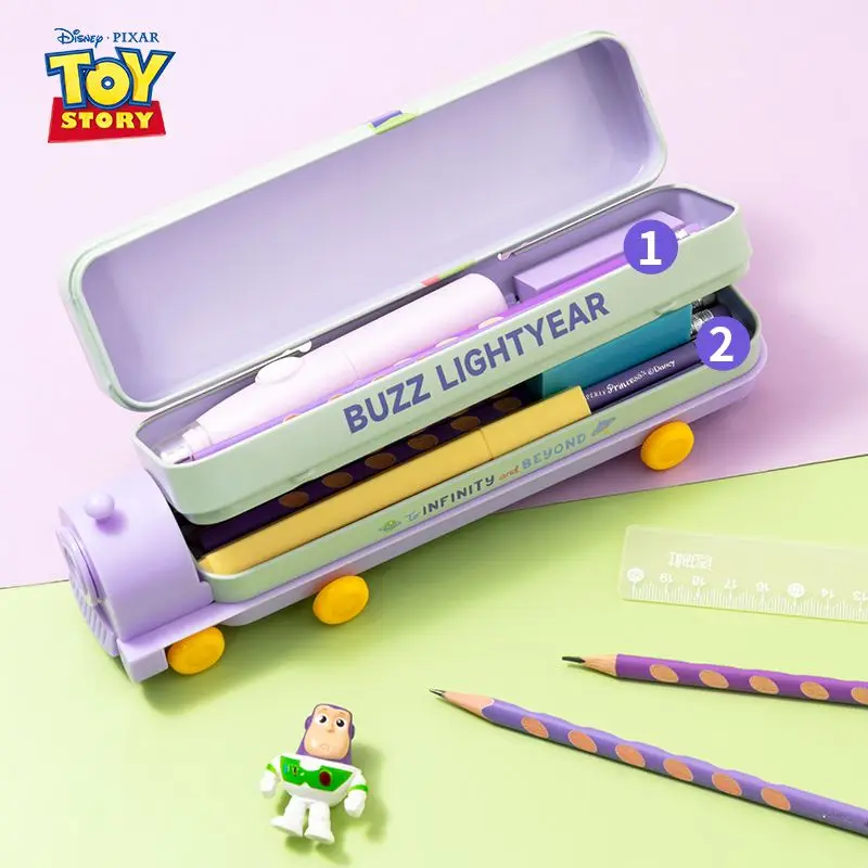 Disney BuzzLightyear Alien Marie scatola di cancelleria multifunzionale a forma di treno creativo scatola di penne di stoccaggio di grande capacità