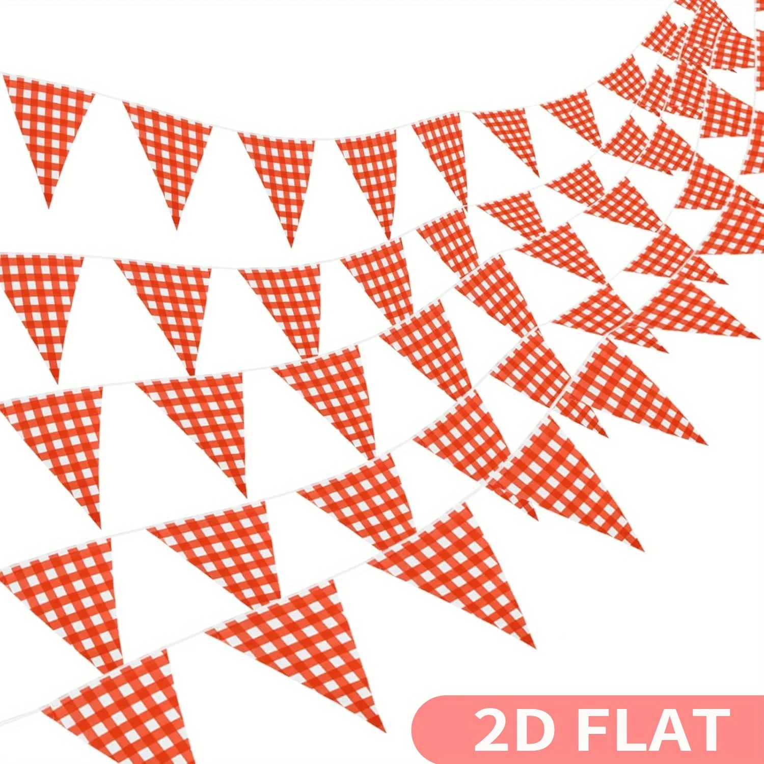

50 pieces a set Red Checkered Pennant String Flags | Red and White Checkered Pennant Banner, Party Red Checkered Flags