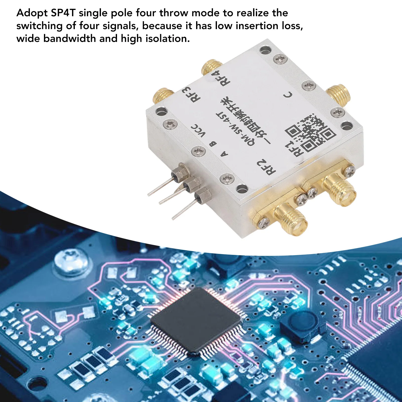 Module de commutation RF, Excellent matériau en alliage d'aluminium, coque de Structure CNC, pas facilement endommagé, Module de commutation RF SP4T multifonctionnel