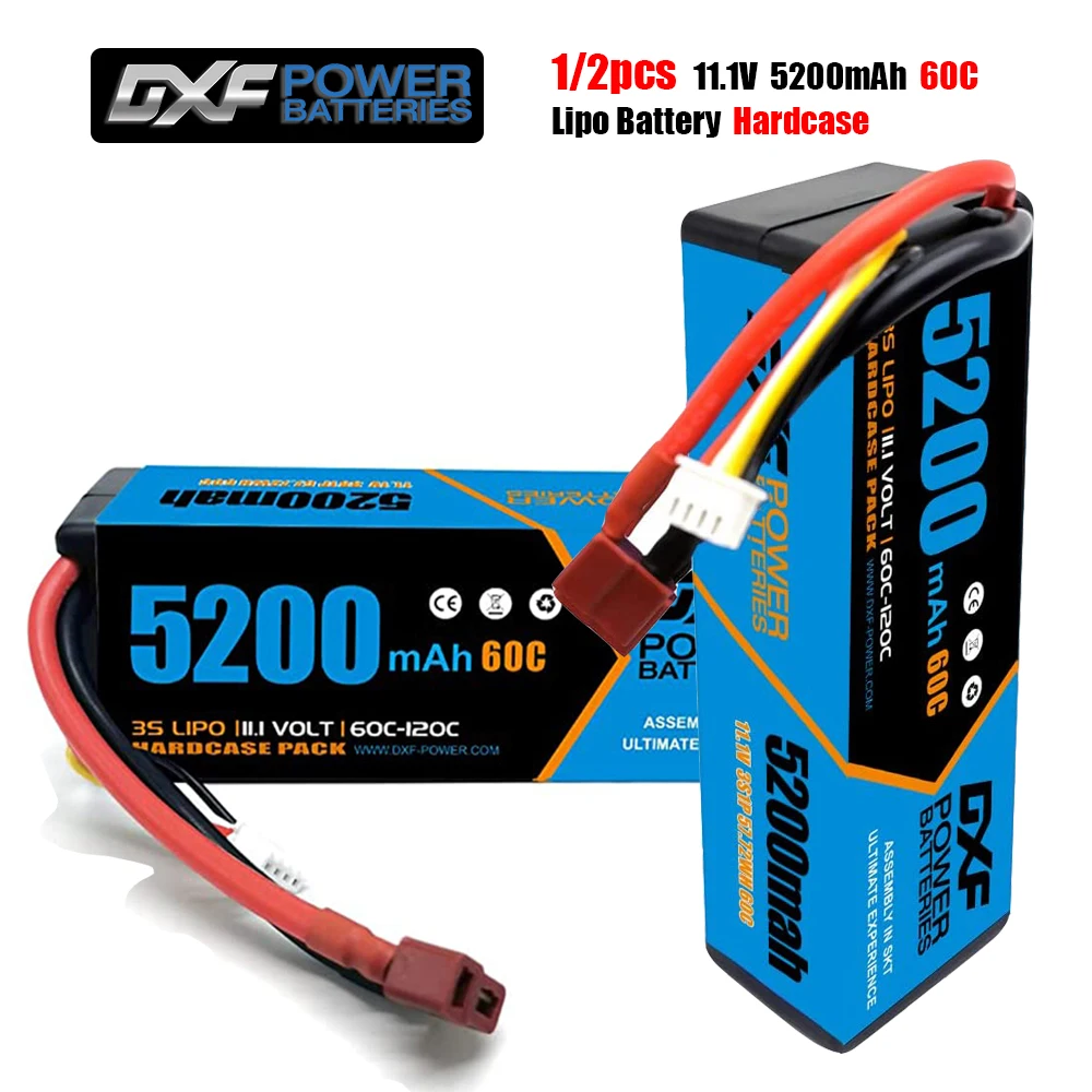 

2Units DXF 11.1V 60C 5200mAh 3S Lipo Battery with Deans/T Connector Hardcase Battery for RC Car Boat Truck Helicopter Airplane