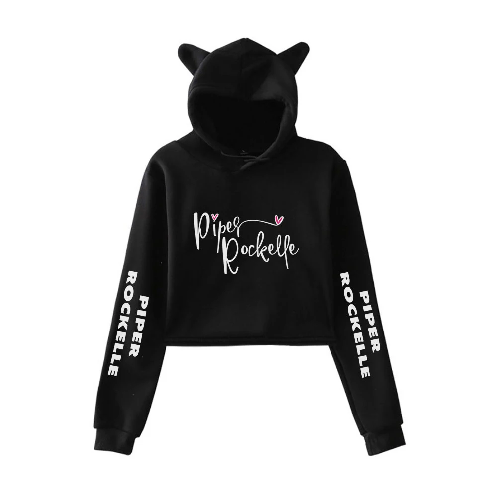 Moletom masculino Piper Rockelle Merch Cat Ear Hoodie, moletom Harajuku, streetwear casual, pulôver feminino, novo, primavera