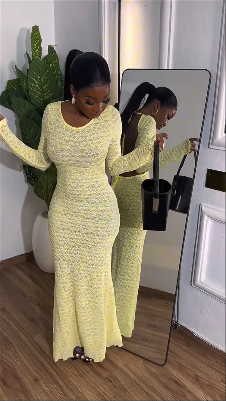 Frauen Volle Hülse O-ansatz Bodycon Backless Maxi Langes Kleid 2025, Sommer Geburtstag Abend Urlaub Sexy Party Kleider Schal