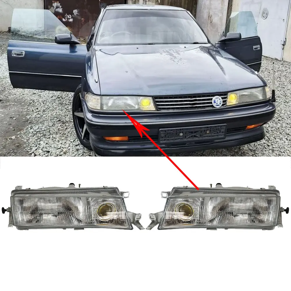 A Pair Car Headlamp For Toyota Mark II GX80 JZX81 LX80 YX80 1990