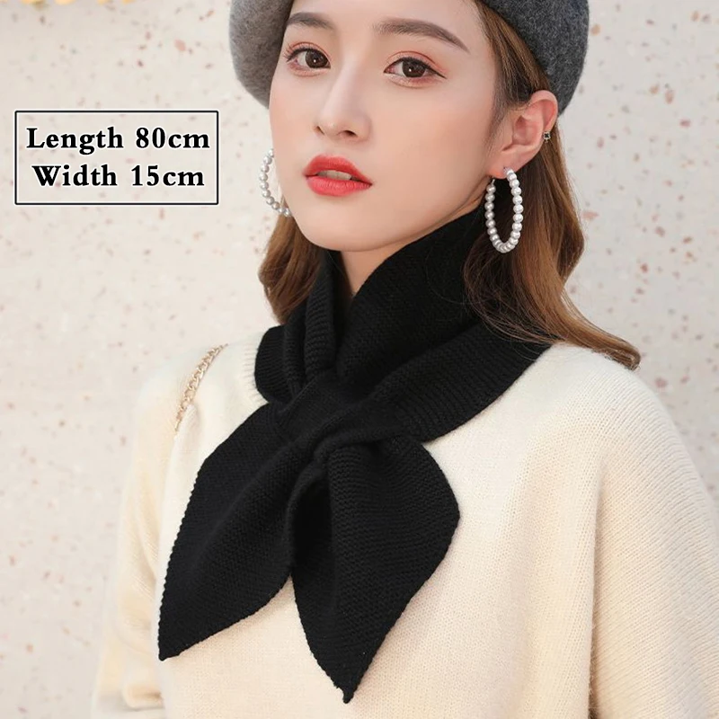 Versatile Autumn Winter Bow Scarf Soft Neck Scarf For Women Girls Casual Cross Warm Scarf Fashion Solid Color Soft Warm Scarf