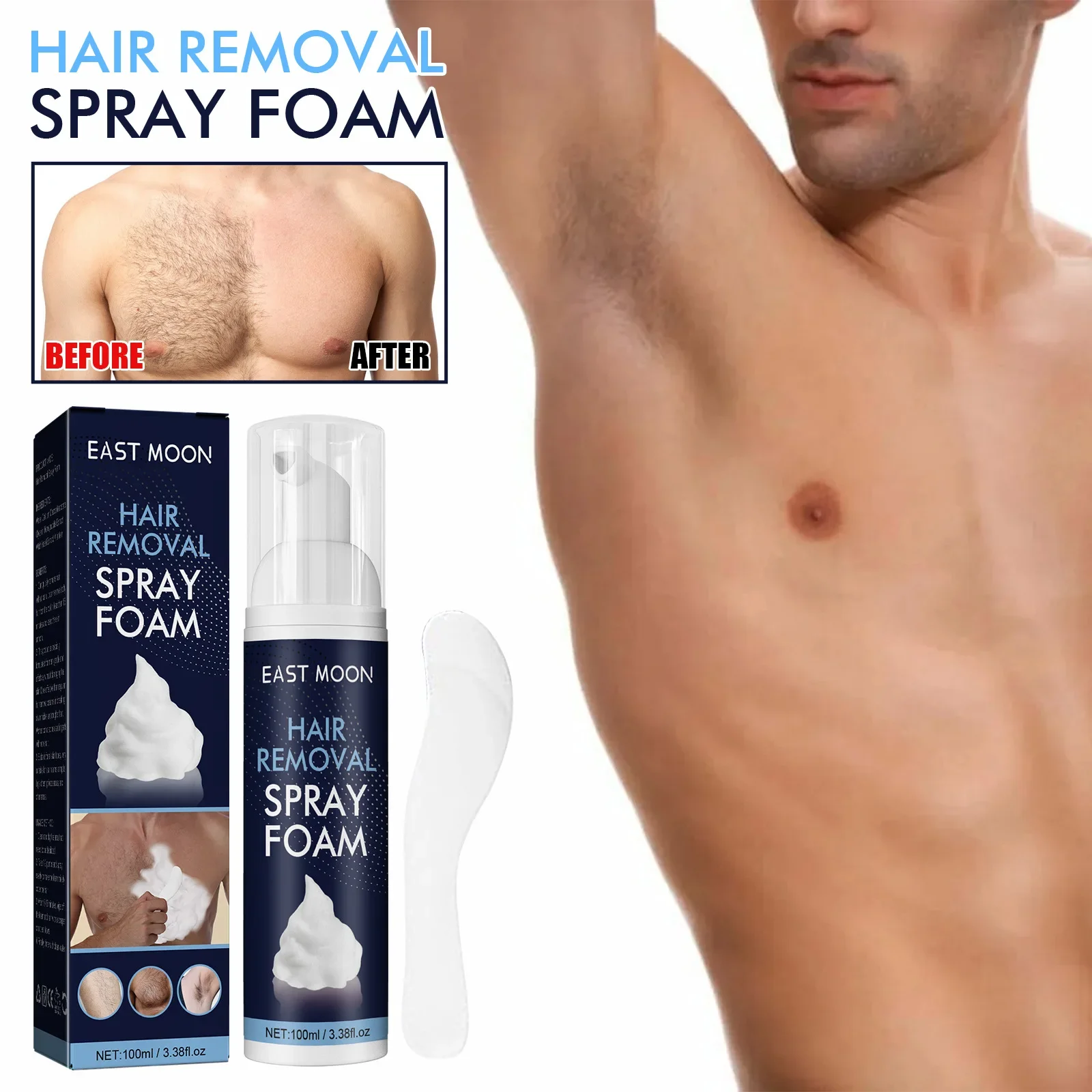 Men's hair removal foam spray leg armpit chest hair gentle cleaning fast hair removal spray