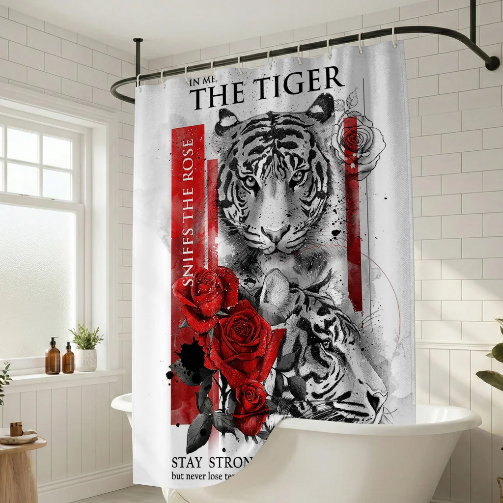 

In Me The Tiger Sniffs The Rose Shower Curtain - Creative Strong Quote Art - Indoor Home Bathroom Decor Artistic Bath Curtain