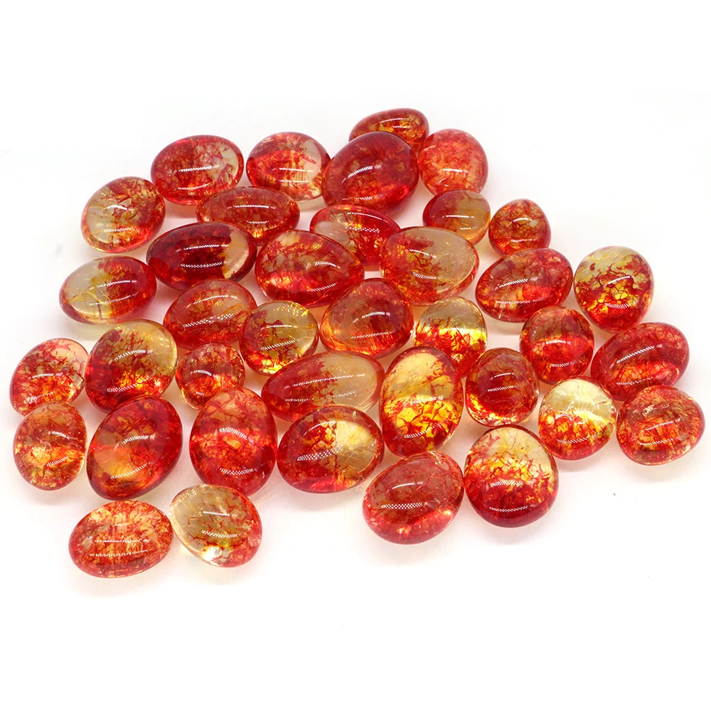 Natural Red Crack Crystal Quartz Chakras Healing Yellow Gemstones Mineral Tumbled Stones Home Aquarium Decoration Bulk Wholesale