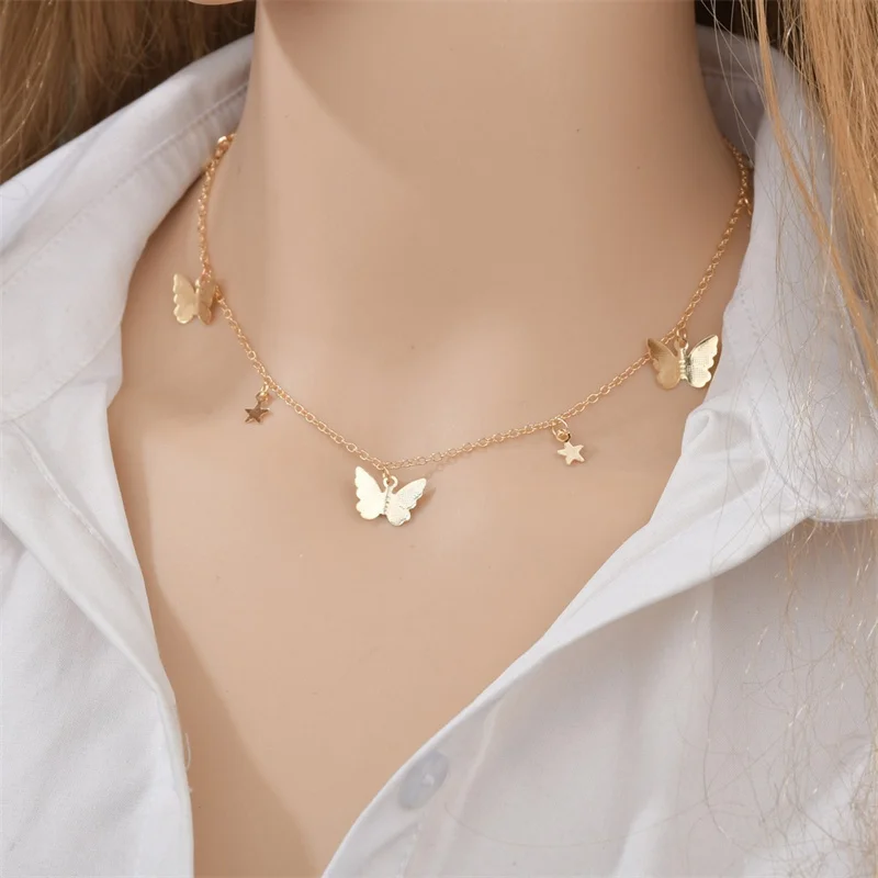 New Butterfly Pendants Neckalces for Women Short Chain Star Neckalce Sexy Neck Accessories Fashion Jewerly Gifts image 4