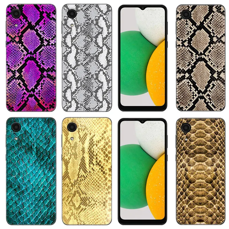 Sexy Python Snake Skin Phone Case For Samsung Galaxy A01 A03 Core A04 E A02 A05 A10 A20 A21 A30 A50 S A6 A8 Plus A7 Black Cover