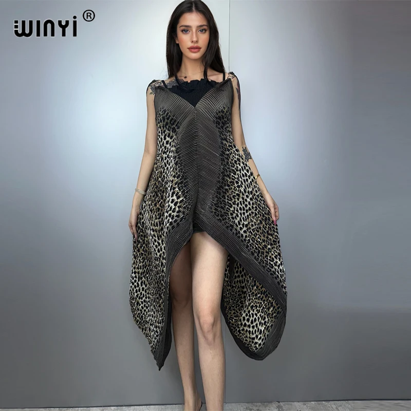 فستان حفلات صيفي مطوي من WINYI بتصميم مجعد للنساء رداء بوهو فضفاض ماكسي للعطلات الطويلة فستان سهرة أنيق عباية دبي فاخر