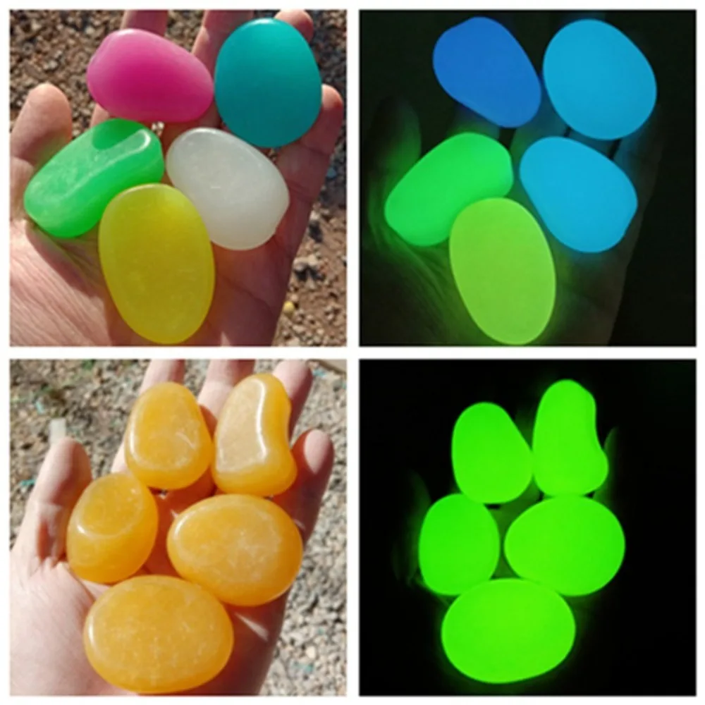 10pcs Decoration 4.5cm Luminous Pebbles Garden Decoration DIY Garden Luminous Stone Big Glow in Dark Big Stone Garden