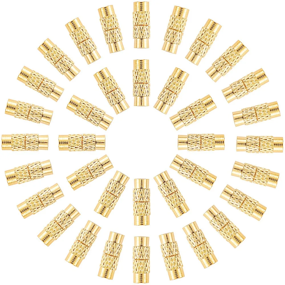 Screw Twist Clasps 50Sets 12x4mm Brass Barrel Jewelry End Tip Caps 1mm Hole Tube Fastener Cord End Caps for DIY Bracelet