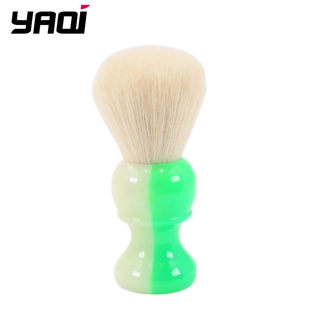 YAQI JANUS BIFRONS 24mm 합성 캐시미어 매듭 남성용 면도 브러시, 어두운 눈에 보이는 핸들