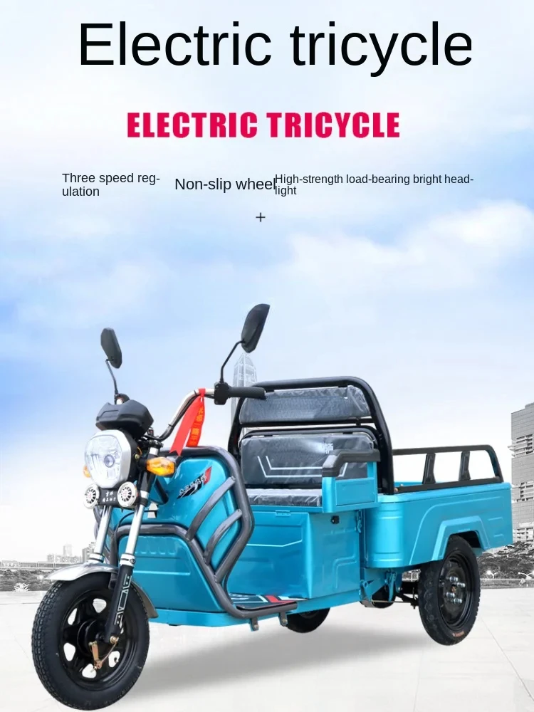 Cargo Load Electric Tricycle High Power Electric Agricultural Tricycle Manned Electro-Tricycle for Carrying Goods