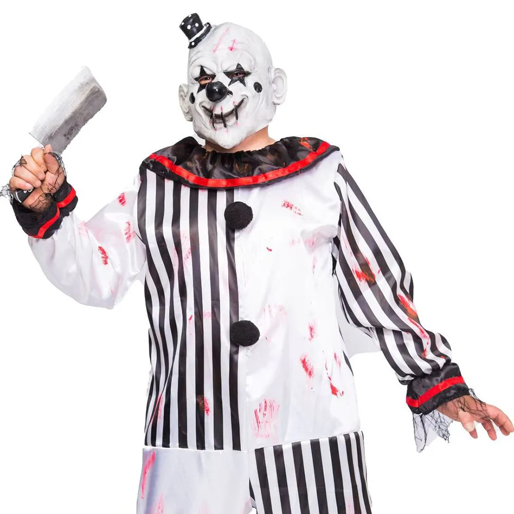 Antakodo Herren-Halloween-Kostüme, Clown-Kostüme, schwarz-weiß gestreift, Bühnenkostüme, Urlaubsparty-Kostüme