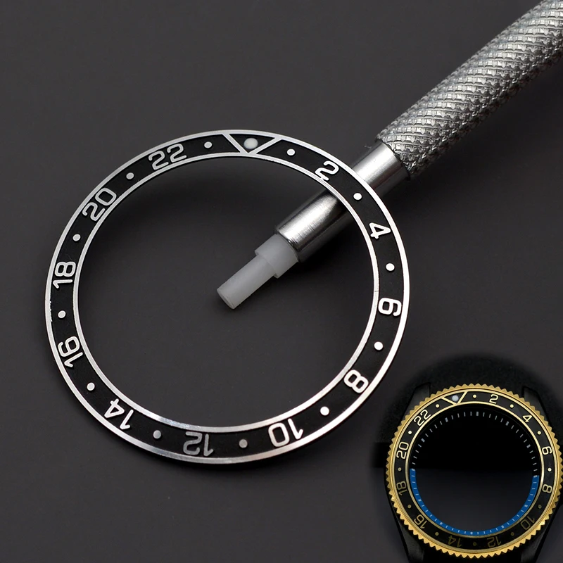 38*30.6mm metalowa ramka zegarka wkładka pasuje do 40mm etui na zegarek SKX007 SKX007 SRPD GMT etui na zegarek nachylona ramka do naprawy zegarków
